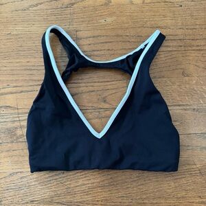 Benoa Black White Lined Sports Bra Petite